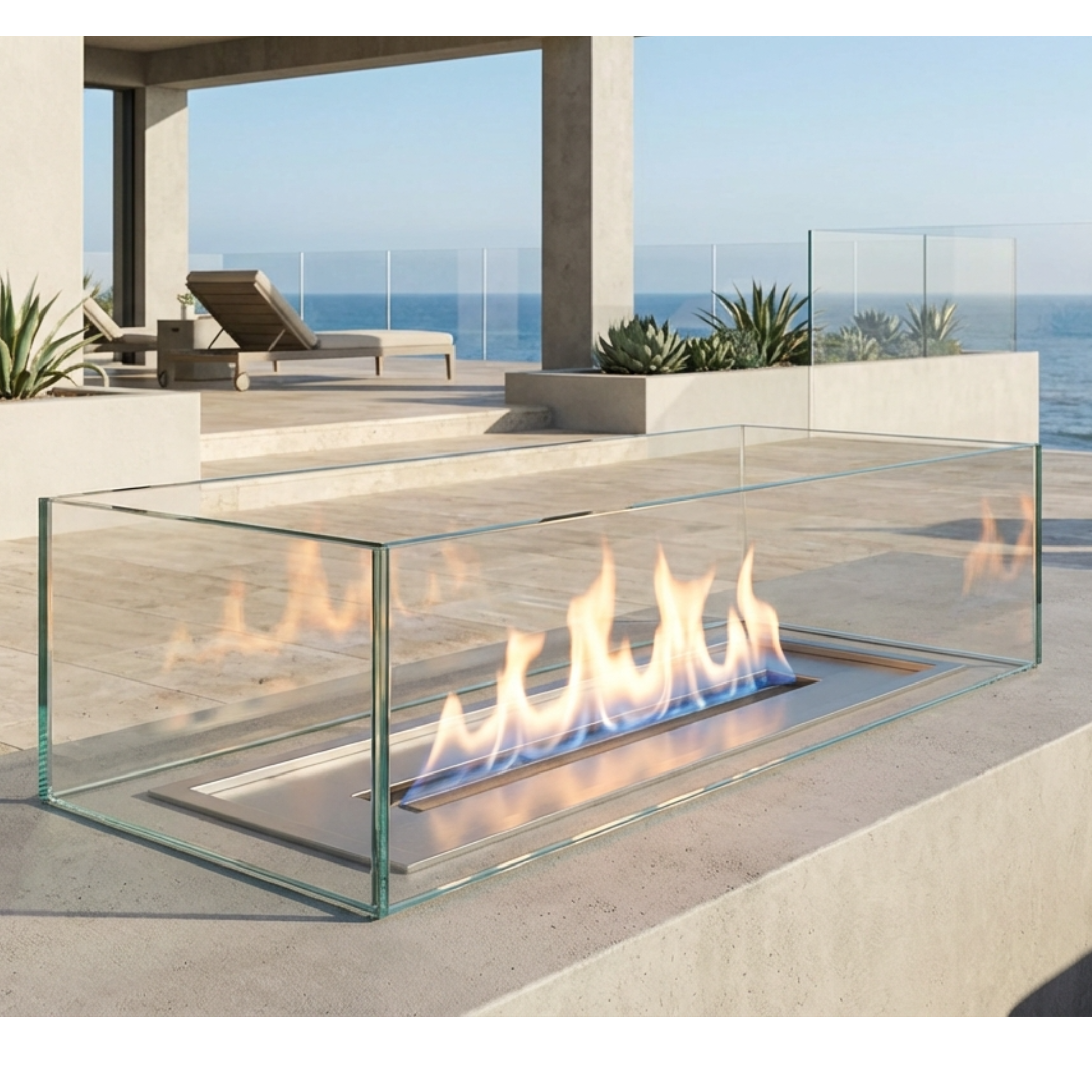Custom Fire Pit Glass Guard | 1/2 in. Clampless Starphire Glass Wind