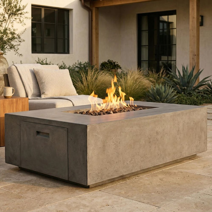 Porto 68 Fire Table – 65,000 BTU Large Rectangular Outdoor Gas Fire Pit with Built-In Propane Tank Storage