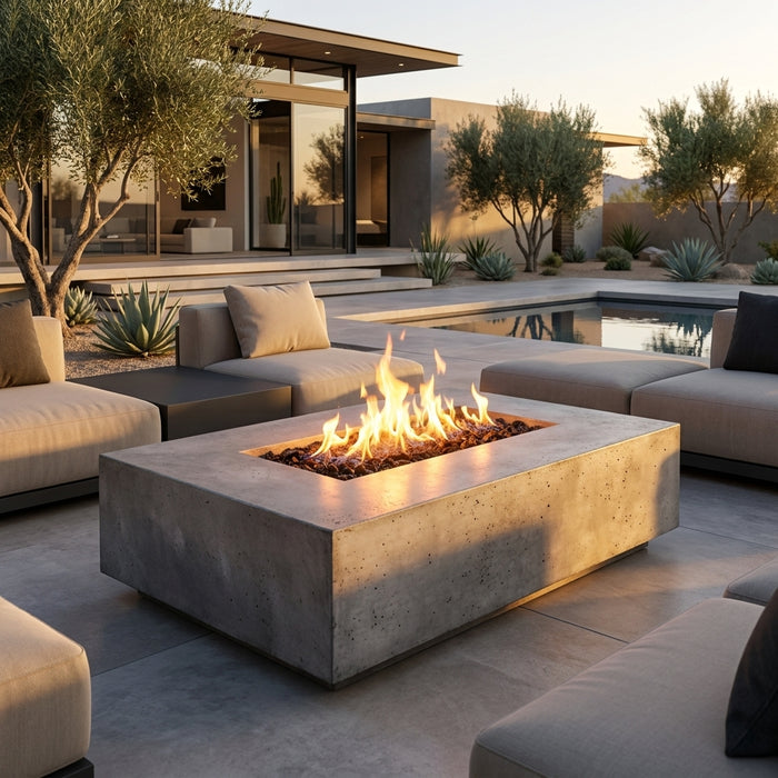 Porto 68 Fire Table – 65,000 BTU Large Rectangular Outdoor Gas Fire Pit with Built-In Propane Tank Storage