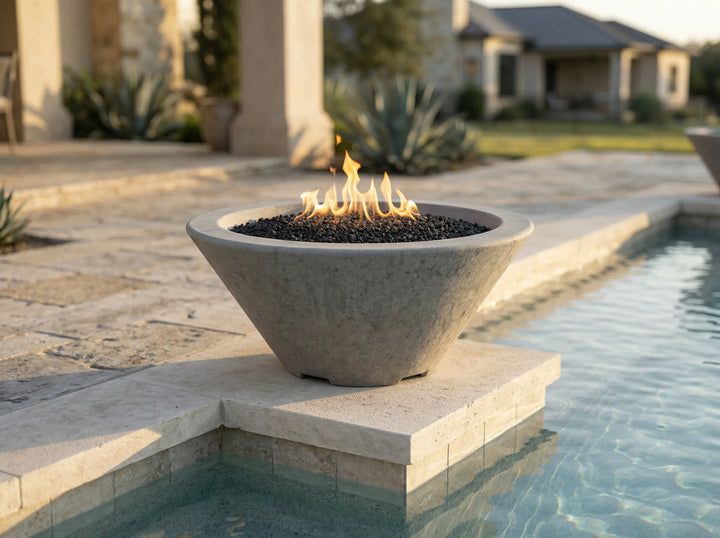 Verona Small Fire Bowl – 24" Concrete Gas Fire Pit (65,000 BTUs, NG or Propane)
