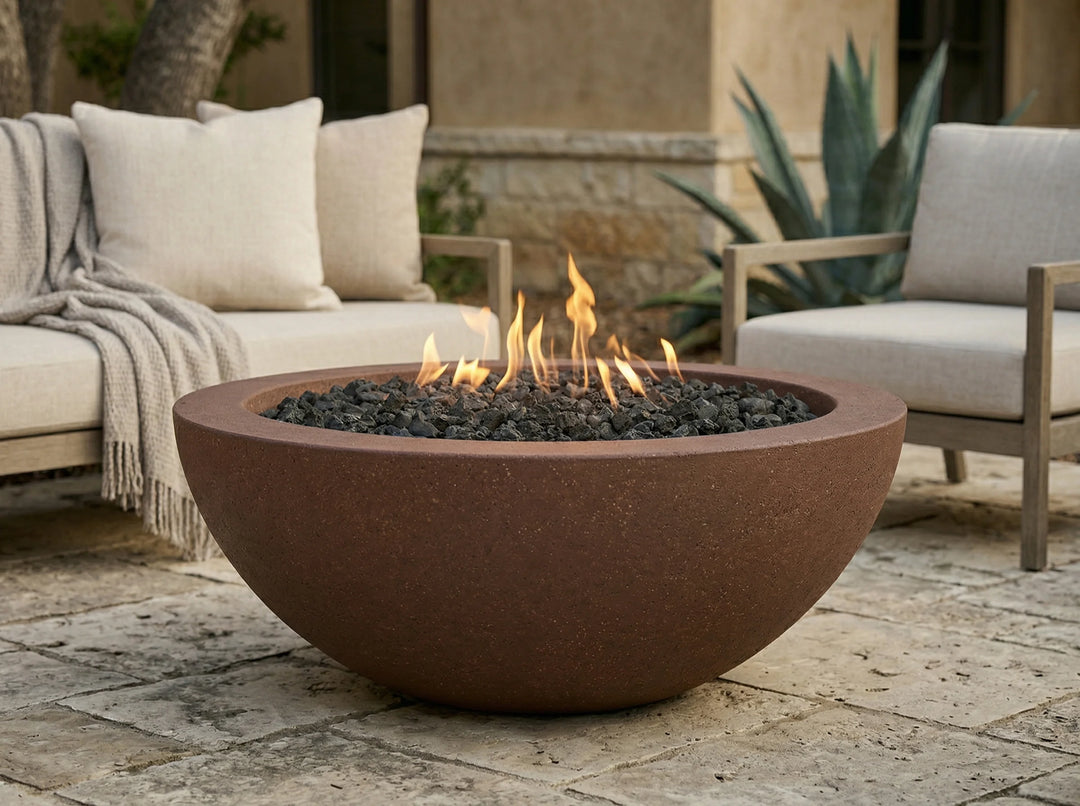 Moderno 2 Fire/Water Bowl – 29" Compact Concrete Poolside Fire & Water Feature (65,000 BTUs, Natural Gas or Propane)