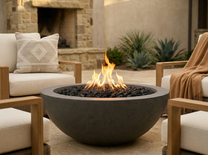 Moderno 2 Fire/Water Bowl – 29" Compact Concrete Poolside Fire & Water Feature (65,000 BTUs, Natural Gas or Propane)