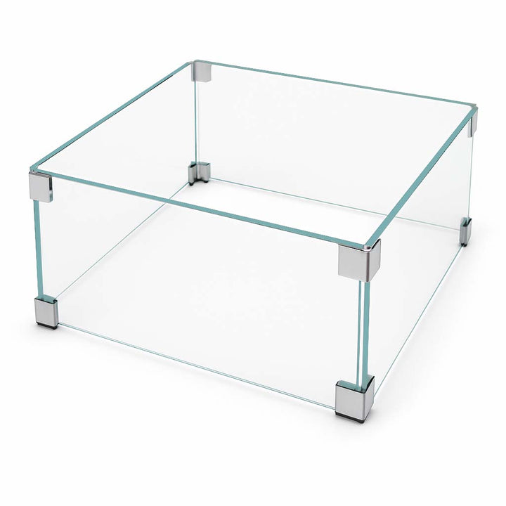 COOKE Custom Clamped Starphire Ultra-Clear Glass Wind Screen For Any Fire Pit (Glass: 1/4" Thick, 10" Height)