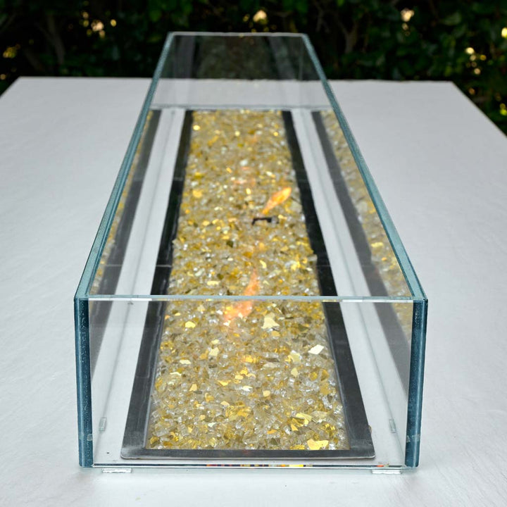 COOKE Custom Bonded Starphire Ultra-Clear Glass Wind Screen For Any Firepit (Glass: 1/2" Thick, 8" Height)