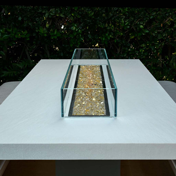 COOKE Custom Bonded Starphire Ultra-Clear Glass Wind Screen For Any Firepit (Glass: 1/2" Thick, 8" Height)