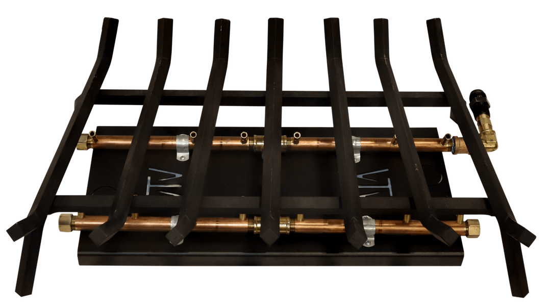 Outdoor Fireplace Grate Insert + H-Style CrossFire® Brass Burner for 36" Openings and Larger