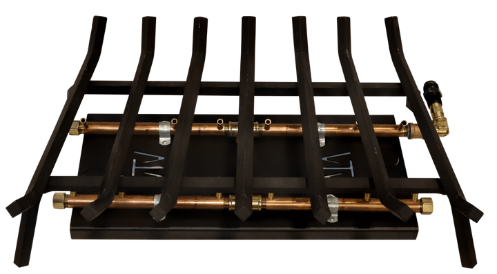 Outdoor Fireplace Grate Insert + H-Style CrossFire® Brass Burner for 36" Openings and Larger