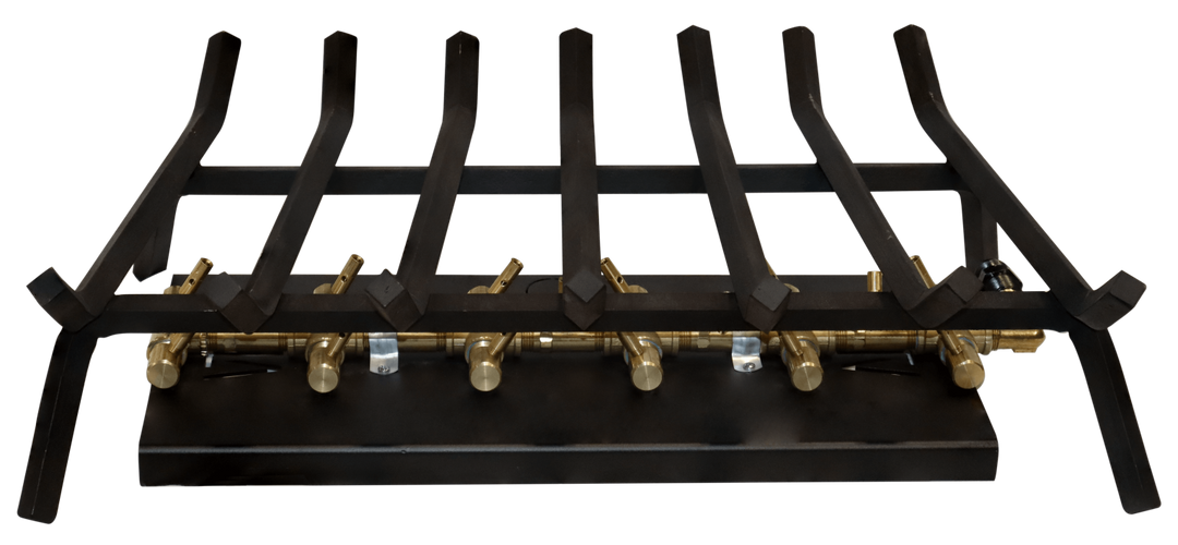 Outdoor Fireplace Grate Insert + H-Style CrossFire® Brass Burner for 36" Openings and Larger