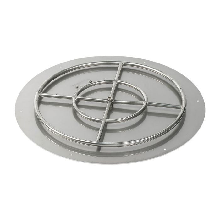 American Fire Glass 30" Round Stainless Steel Flat Pan with Spark Ignition Kit (24" Ring) - Natural Gas