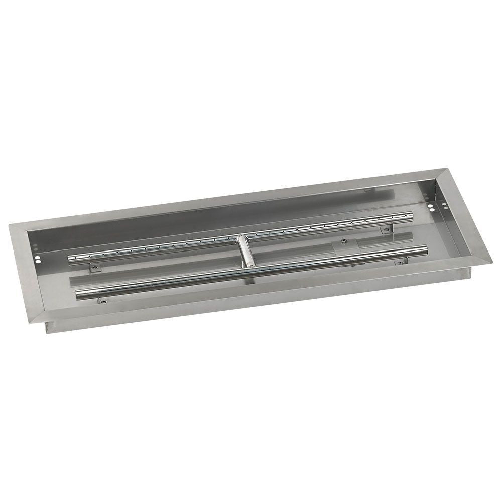 American Fire Glass 30" x 10" Rectangular Stainless Steel Drop-In Pan with Spark Ignition Kit