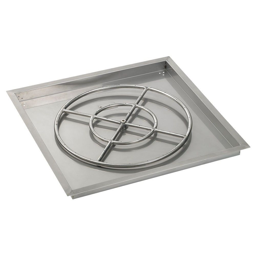 American Fire Glass 30" Square Drop-In Pan with Spark Ignition Kit (24" Fire Pit Ring) - Natural Gas Bundle