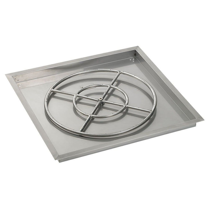 American Fire Glass 30" Square Drop-In Pan with Spark Ignition Kit (24" Fire Pit Ring) - Natural Gas Bundle