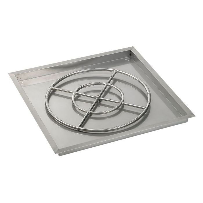 American Fire Glass Square Drop-in Fire Pit Burner Pan Match Light Kit High Capacity - SS-SQPMKIT-N-36H