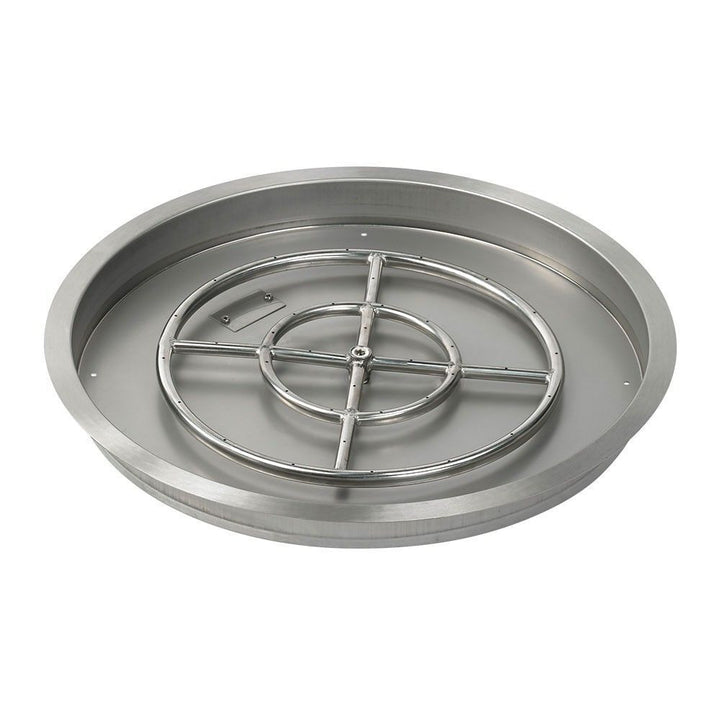 American Fire Glass 25" Round Drop-In Pan with Spark Ignition Kit (18" Fire Pit Ring) - Bundle