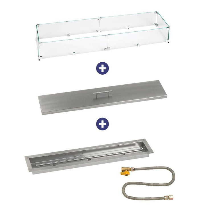 American Fire Glass 36" x 6" Linear Drop-In Pan with Match Light Kit - Bundle