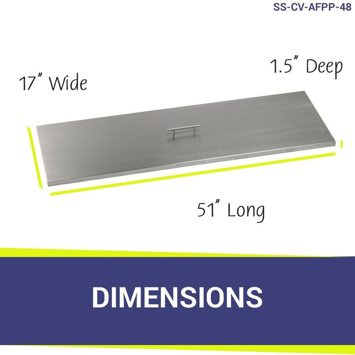 American Fire Glass 51" Stainless Steel Cover Rectangular Drop-In Pan Cover