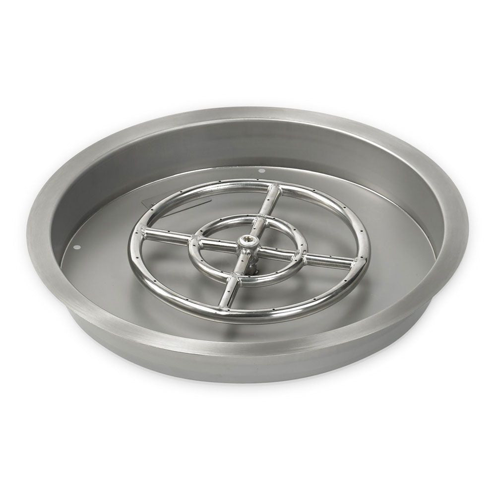 American Fire Glass Stainless Steel Round Drop-in Fire Pit Burner Pan - SS-RSP-19-ASBL