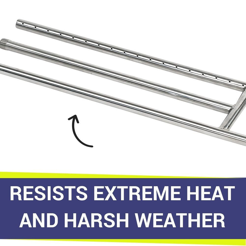 American FireGlass 36"x6" H-Style Stainless Steel Fireplace Burner