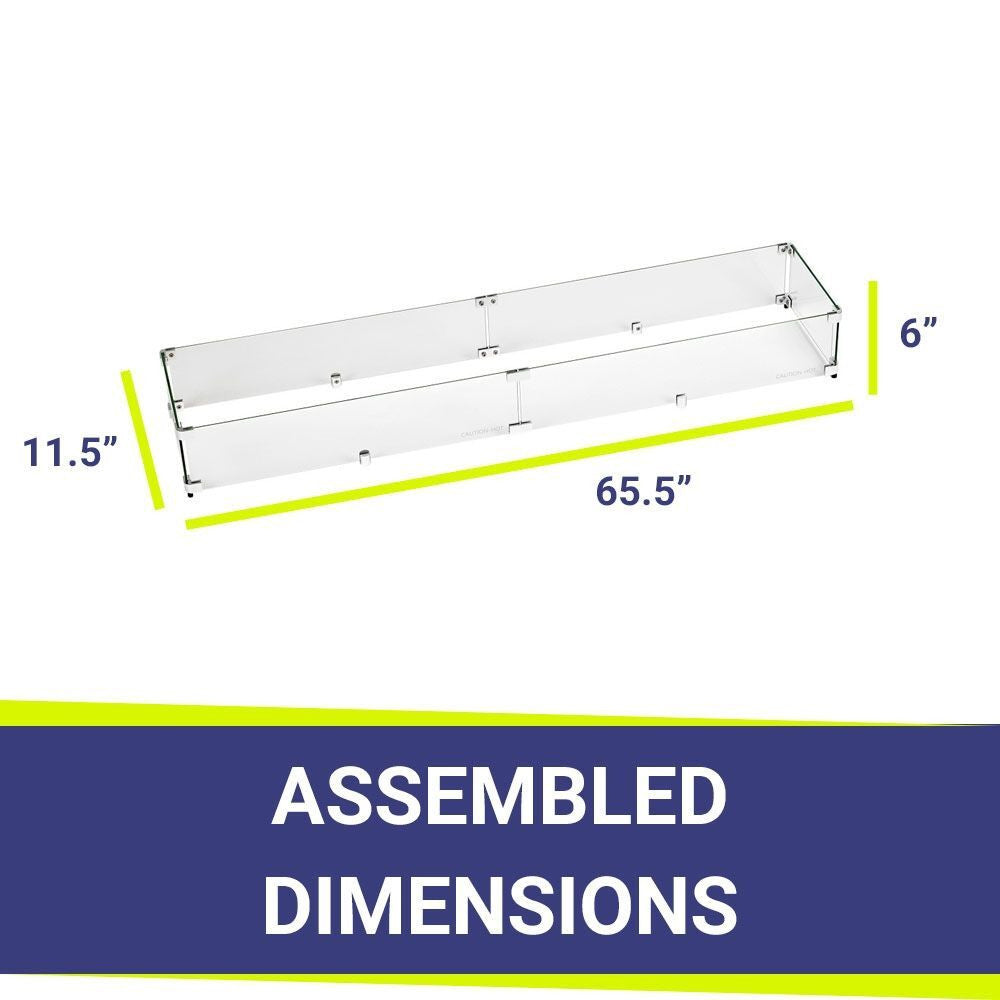 American Fire Glass  Linear Glass Flame Guard For 60" X 6" Linear Drop-In Fire Pit Pan