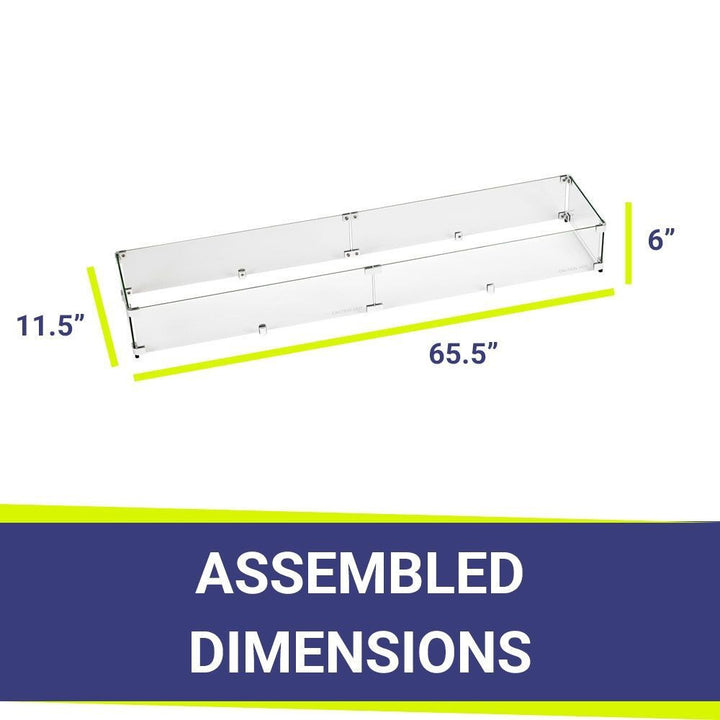 American Fire Glass  Linear Glass Flame Guard For 60" X 6" Linear Drop-In Fire Pit Pan