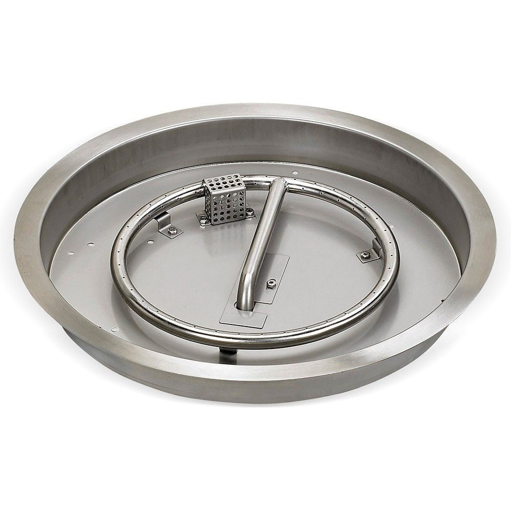 American Fire Glass  19" Round Stainless Steel Drop-in Fire Pit Pan With Electric Ignition System kit, CSA Certified - Bundle