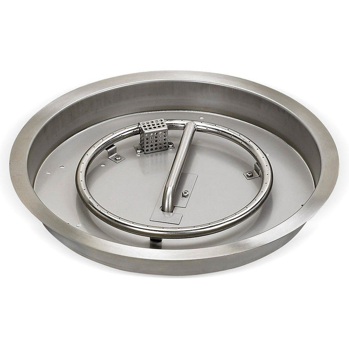 American Fire Glass  19" Round Stainless Steel Drop-in Fire Pit Pan With Electric Ignition System kit, CSA Certified - Bundle