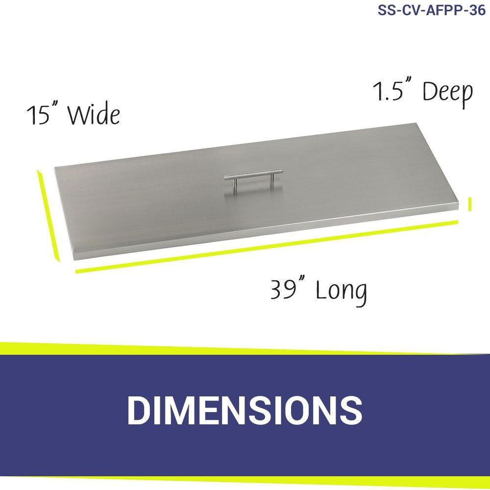 American Fire Glass 39" Stainless Steel Cover Rectangular Drop-In Pan Cover