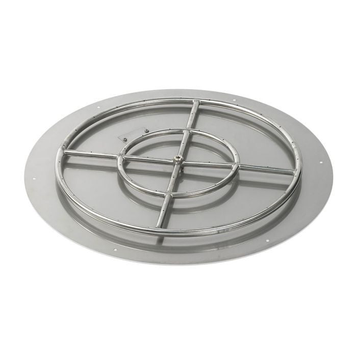 American Fire Glass Round Flat Fire Pit Burner Pan Match Light Kit High Capacity - SS-RFPMKIT-N-36H