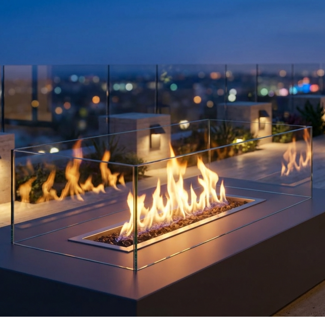 COOKE Custom 1/2"  Bonded Starphire Glass Wind Screen for Any Firepit