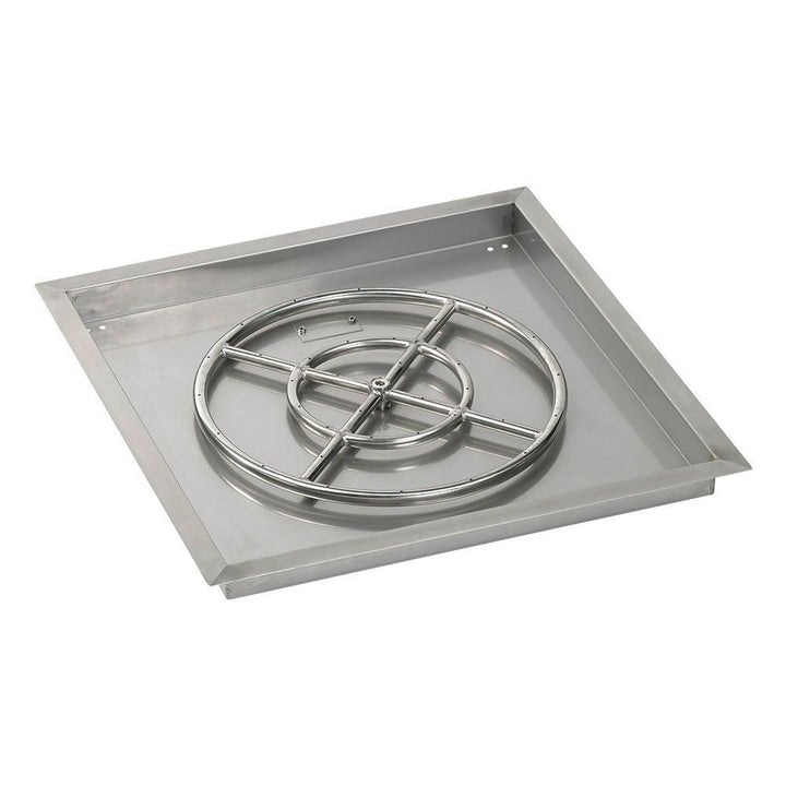 American Fire Glass 24" Square Drop-In Pan with Spark Ignition Kit (18" Fire Pit Ring) - Bundle