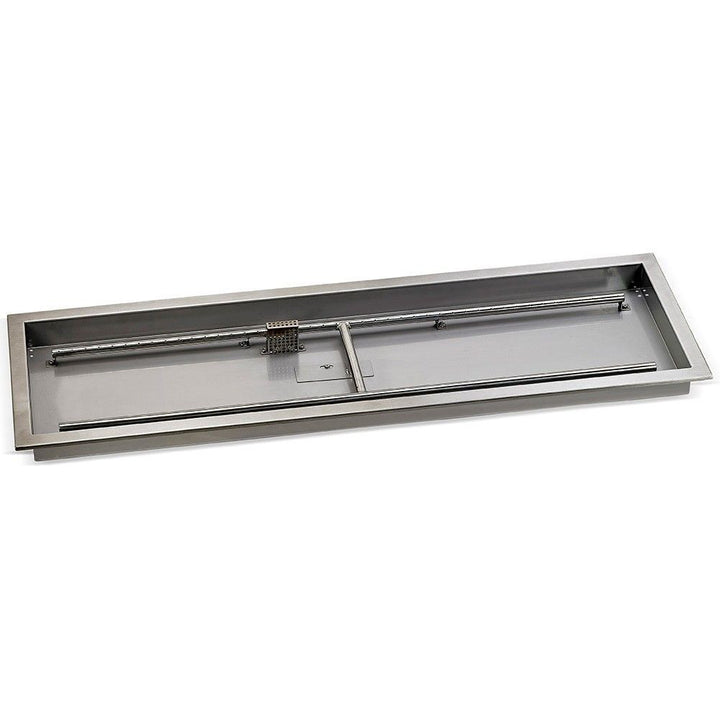 American Fire Glass 48" x 14" Rectangular Stainless Steel Drop-in Fire Pit Pan With Electric Ignition System kit, CSA Certified - Bundle