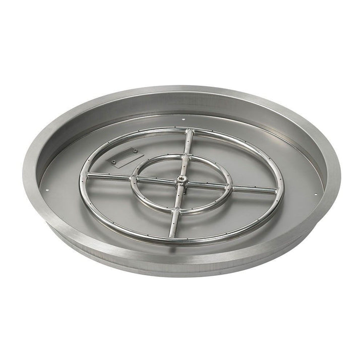 American Fire Glass 25" Round Drop-In Pan with Match Light Kit (18" Fire Pit Ring) - Bundle
