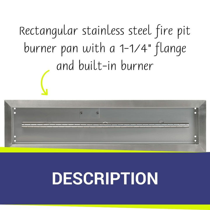 American Fire Glass Stainless Steel Linear Drop-in Fire Pit Burner Pan - SS-LCB-30