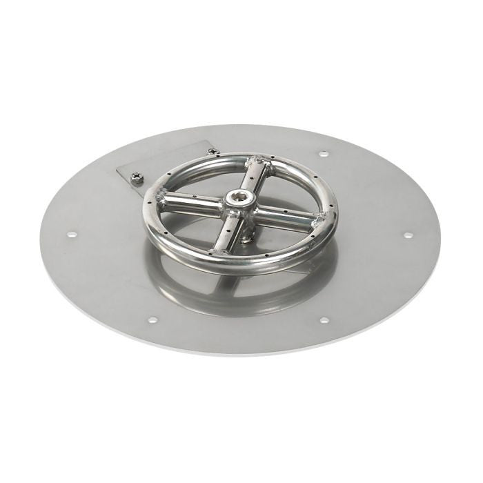 American Fire Glass 12" Round Stainless Steel Flat Pan with Spark Ignition Kit