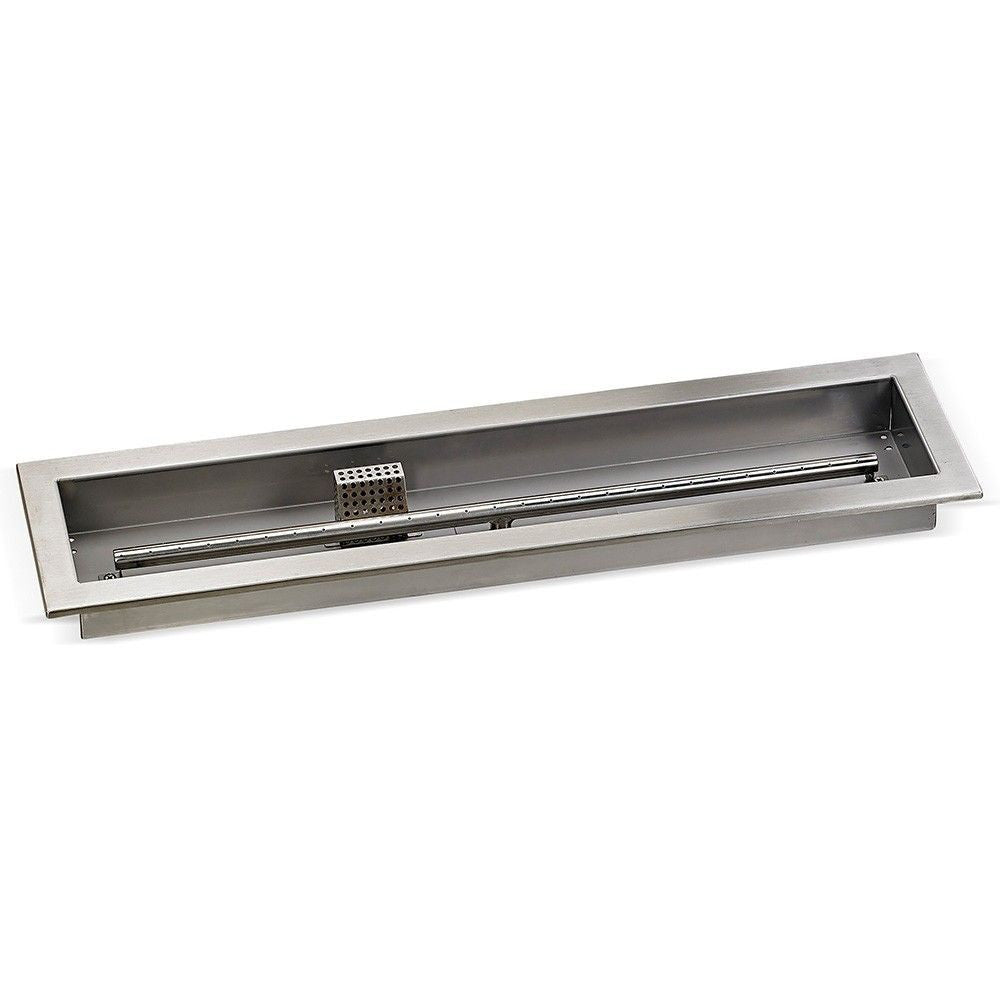 American Fire Glass 30" x 6" Linear Stainless Steel Drop-in Fire Pit Pan With Electric Ignition System kit, CSA Certified - Bundle