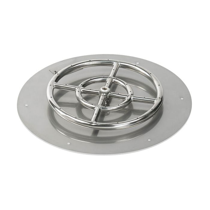 American Fire Glass 18" Round Stainless Steel Flat Pan with Spark Ignition Kit