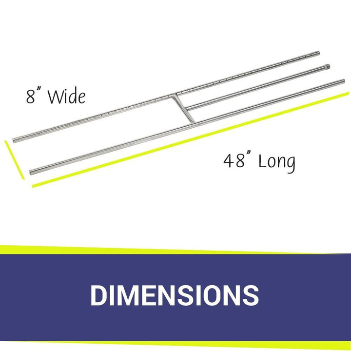 American FireGlass 48"x8" H-Style Stainess Steel Fireplace Burner