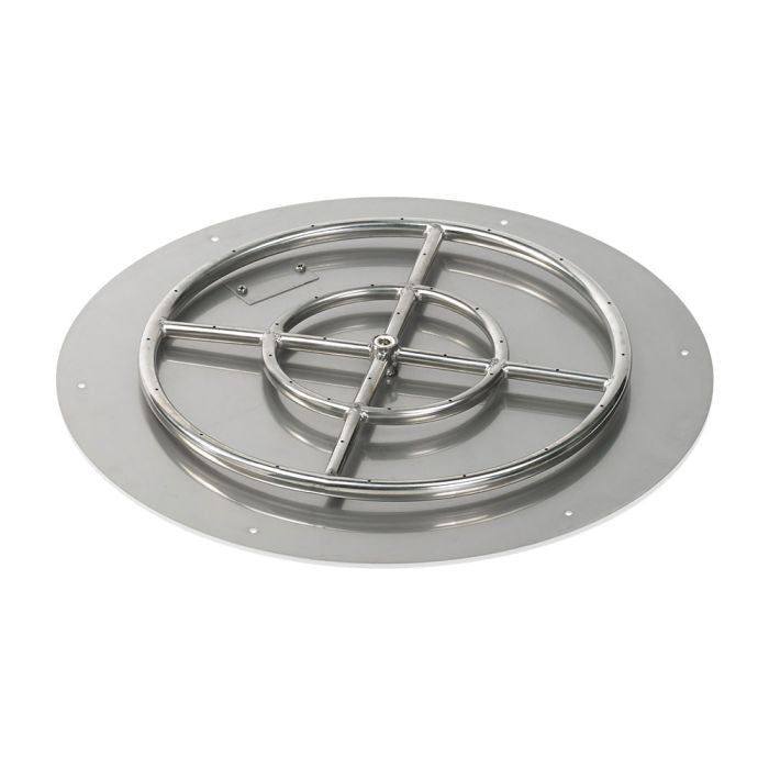 American Fire Glass 24" Round Stainless Steel Flat Pan with Spark Ignition Kit