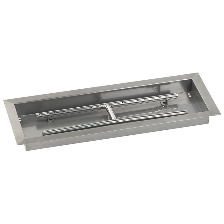 American Fire Glass 24" x 8" Rectangular Drop-In Pan with Match Light Kit - Bundle