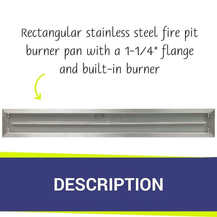 American Fire Glass Stainless Steel Linear Drop-in Fire Pit Burner Pan - SS-LCB-60