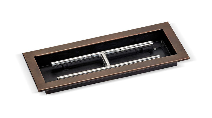 American Fire Glass 18" x 6" Rectangular Oil Rubbed Bronze Drop-In Pan with Spark Ignition Kit