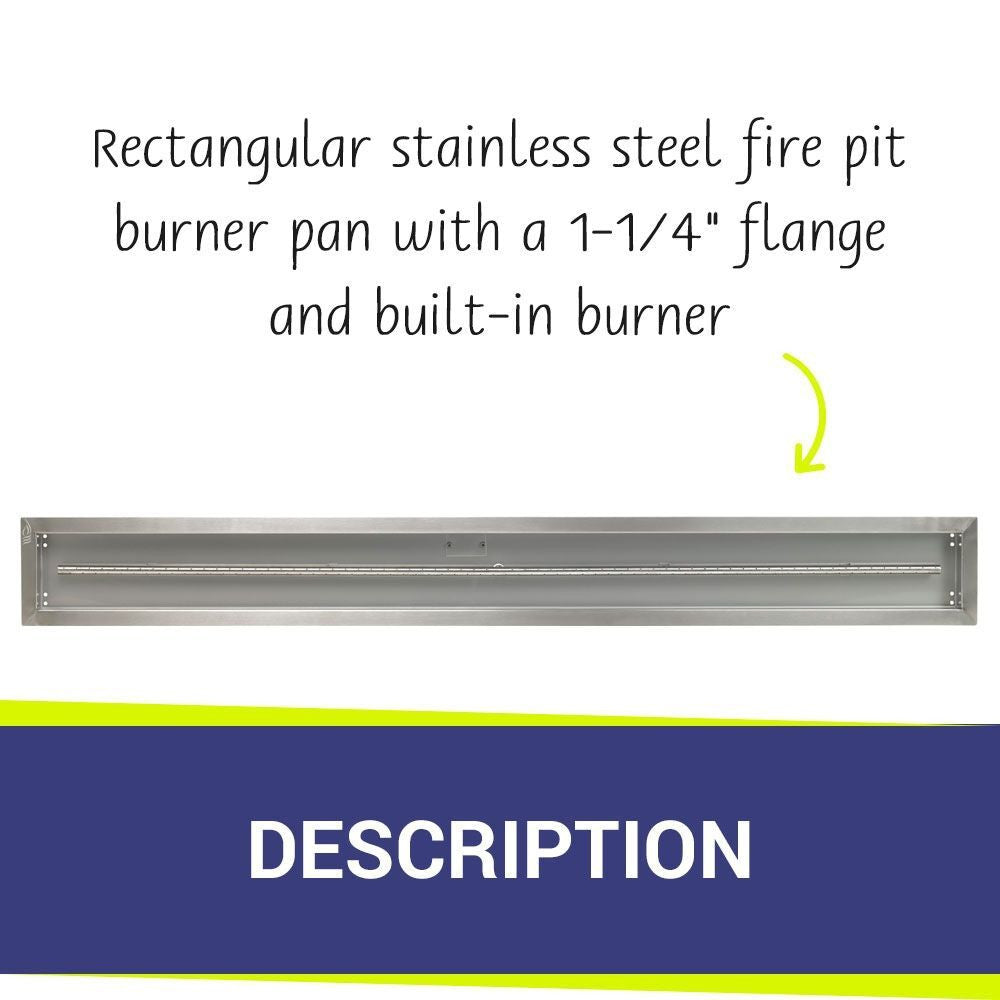 American Fire Glass Stainless Steel Linear Drop-in Fire Pit Burner Pan - SS-LCB-72