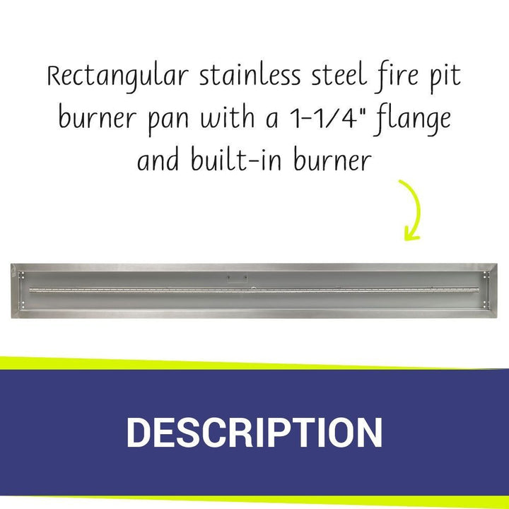 American Fire Glass Stainless Steel Linear Drop-in Fire Pit Burner Pan - SS-LCB-72