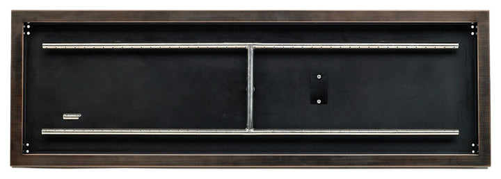 American Fire Glass 30" x 10" Rectangular Oil Rubbed Bronze Drop-In Pan with Match Light Kit