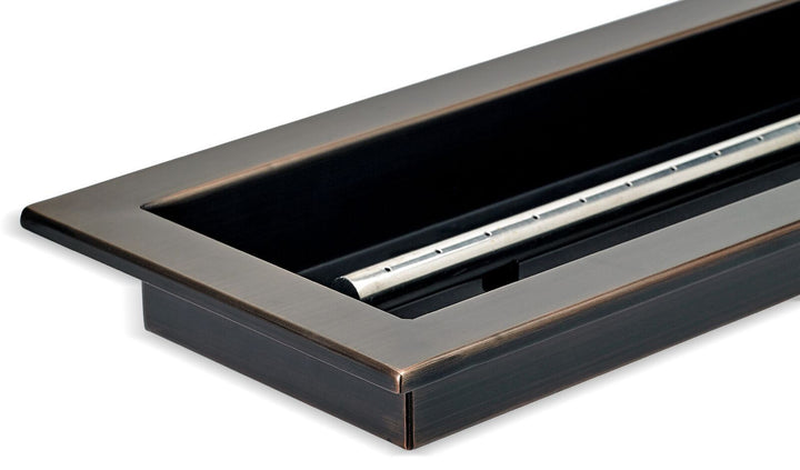 American Fire Glass 36"x 6" Linear Oil Rubbed Bronze Drop-In Pan with Match Light Kit