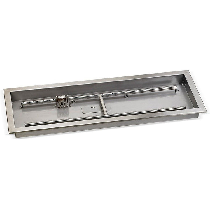 American Fire Glass 36" x 12" Rectangular Stainless Steel Drop-in Fire Pit Pan With Electric Ignition System kit, CSA Certified - Bundle