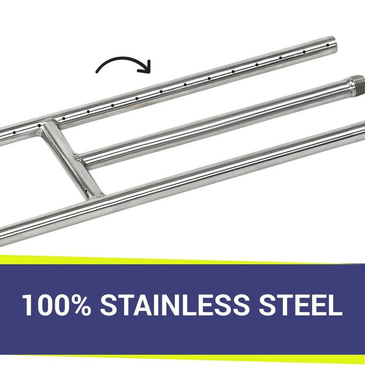 American FireGlass 24"x6" H-Style Stainless Steel Fireplace Burner