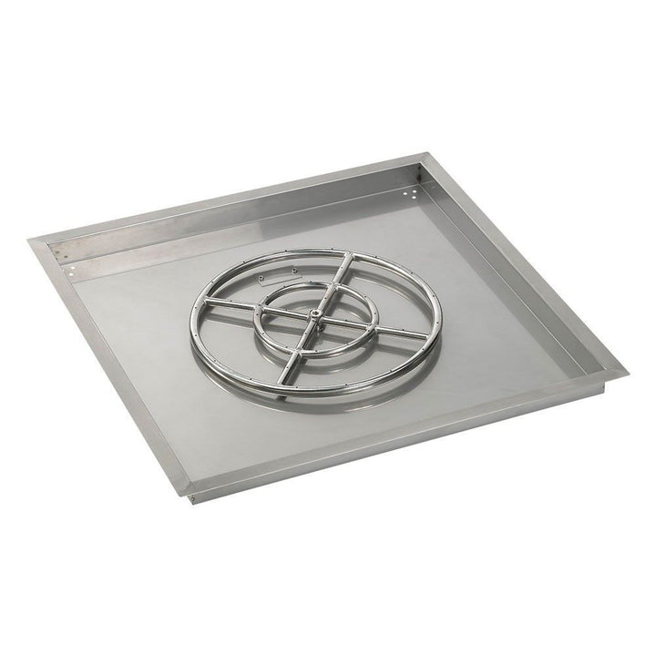 American Fire Glass 30" Square Drop-In Pan with Spark Ignition Kit (18" Fire Pit Ring) - Bundle