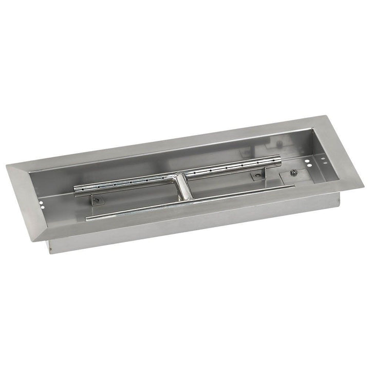 American Fire Glass 18" x 6" Rectangular Drop-In Pan with Match Light Kit - Bundle
