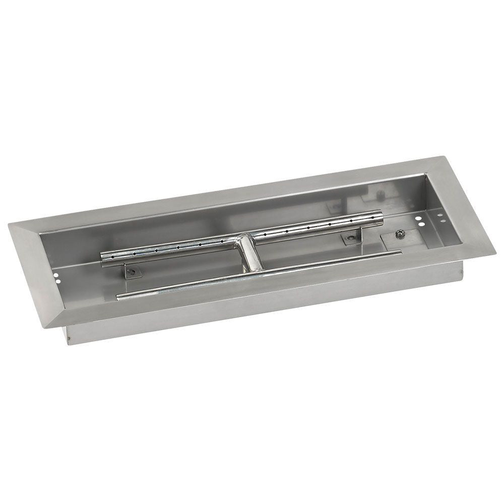 American Fire Glass 18" x 6" Rectangular Stainless Steel Drop-In Pan with Spark Ignition Kit
